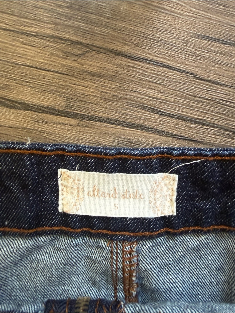Altar’d State Dark Blue Denim A-Line Skirt with Front Zip - Picture 3 of 3